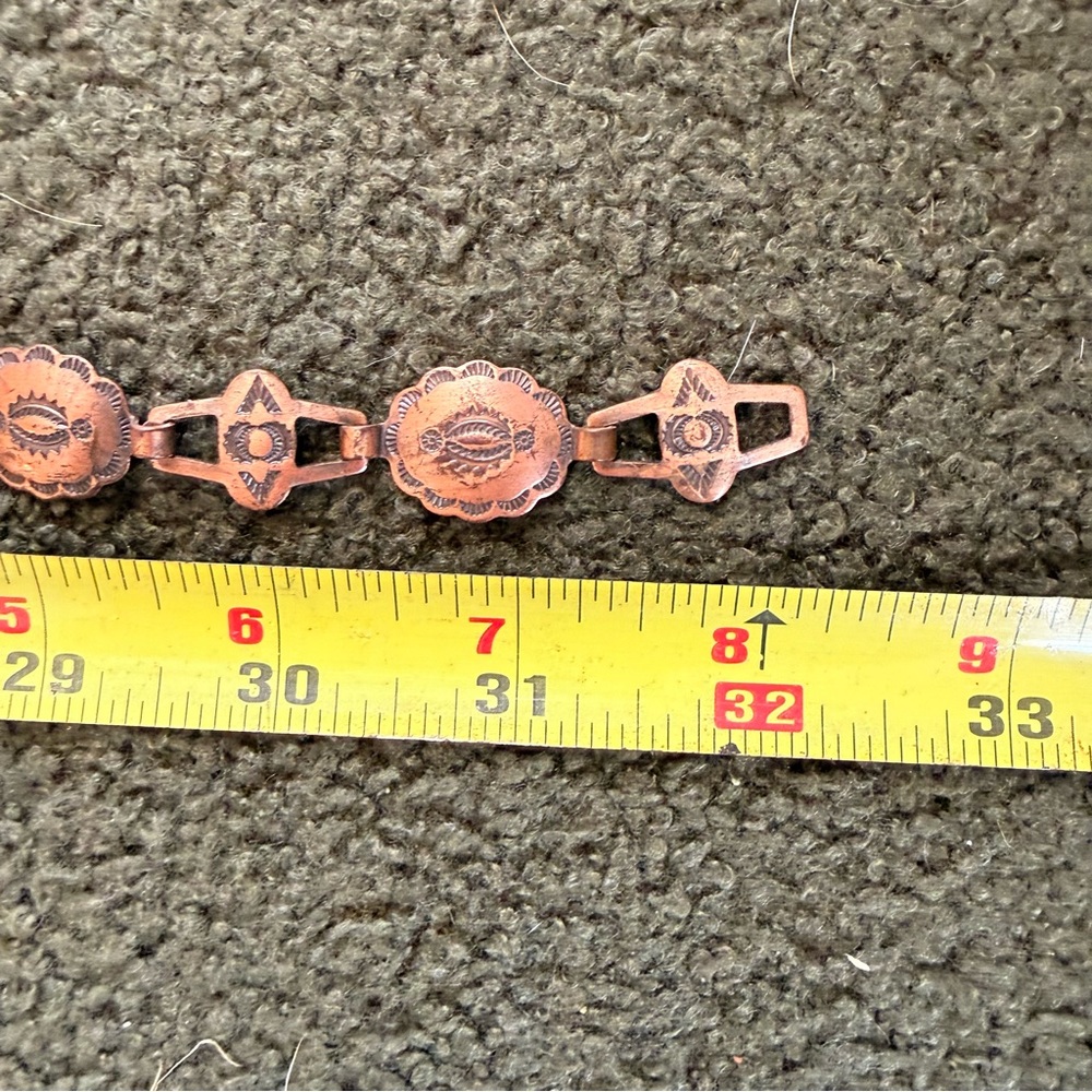 Vintage Navajo Copper Concho Belt Southwestern 32… - image 5